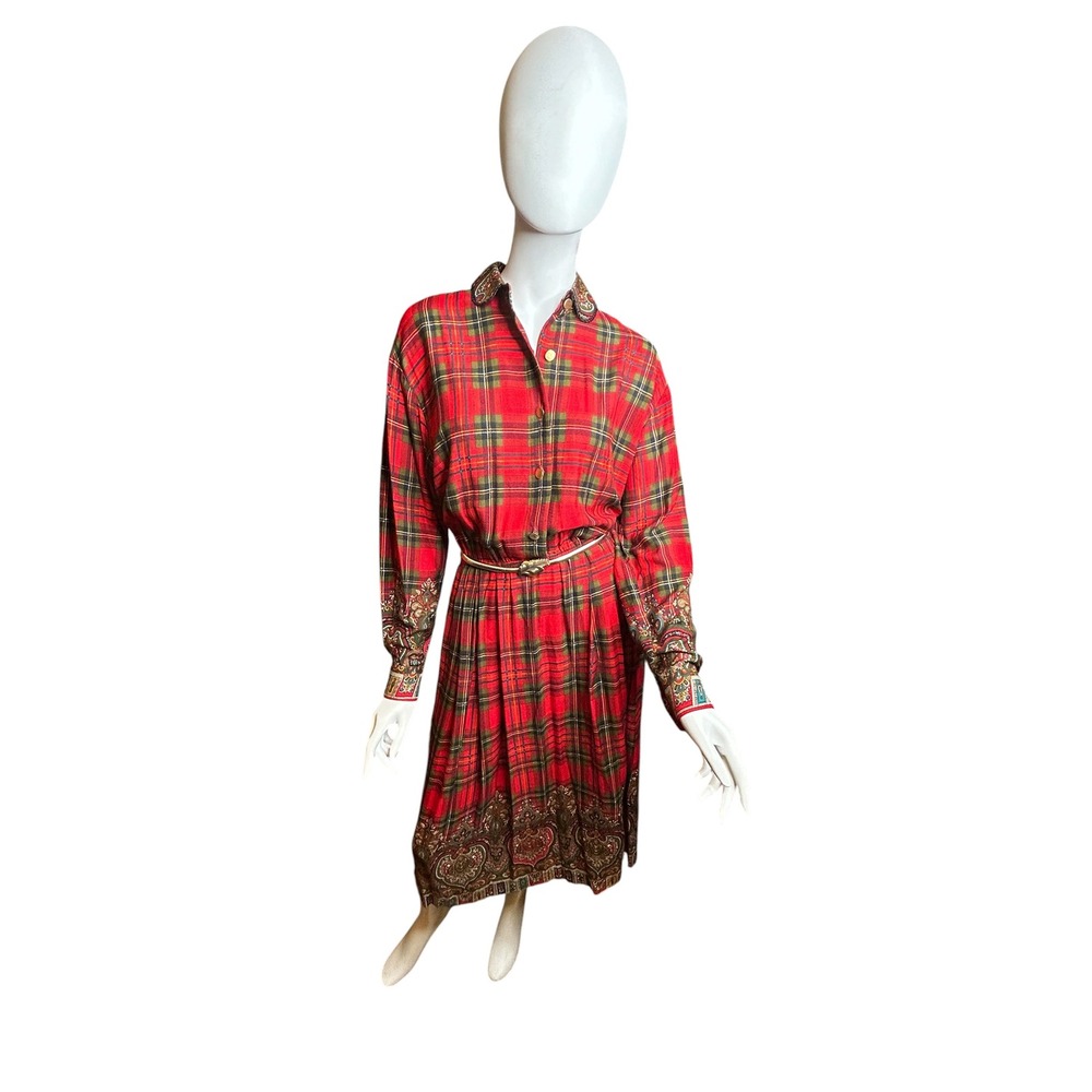 Vintage California Girl Midi Dress Red Plaid Size 8 Cottagecore